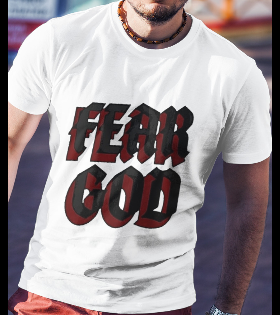 Fear God Script Faith Minimalist Religious Gothic Lettering T-Shirt