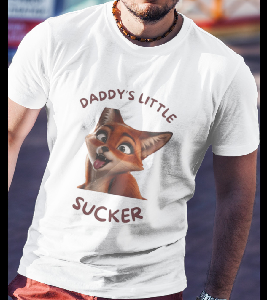 Daddy's Little Sucker Cute Fox Licking Lips T-Shirt