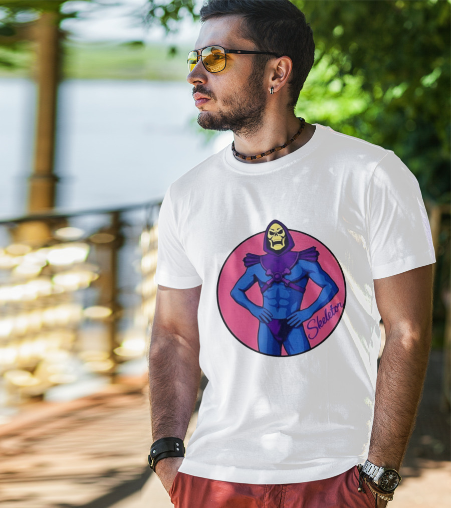 Skeletor Powerful Stance Pink T-Shirt