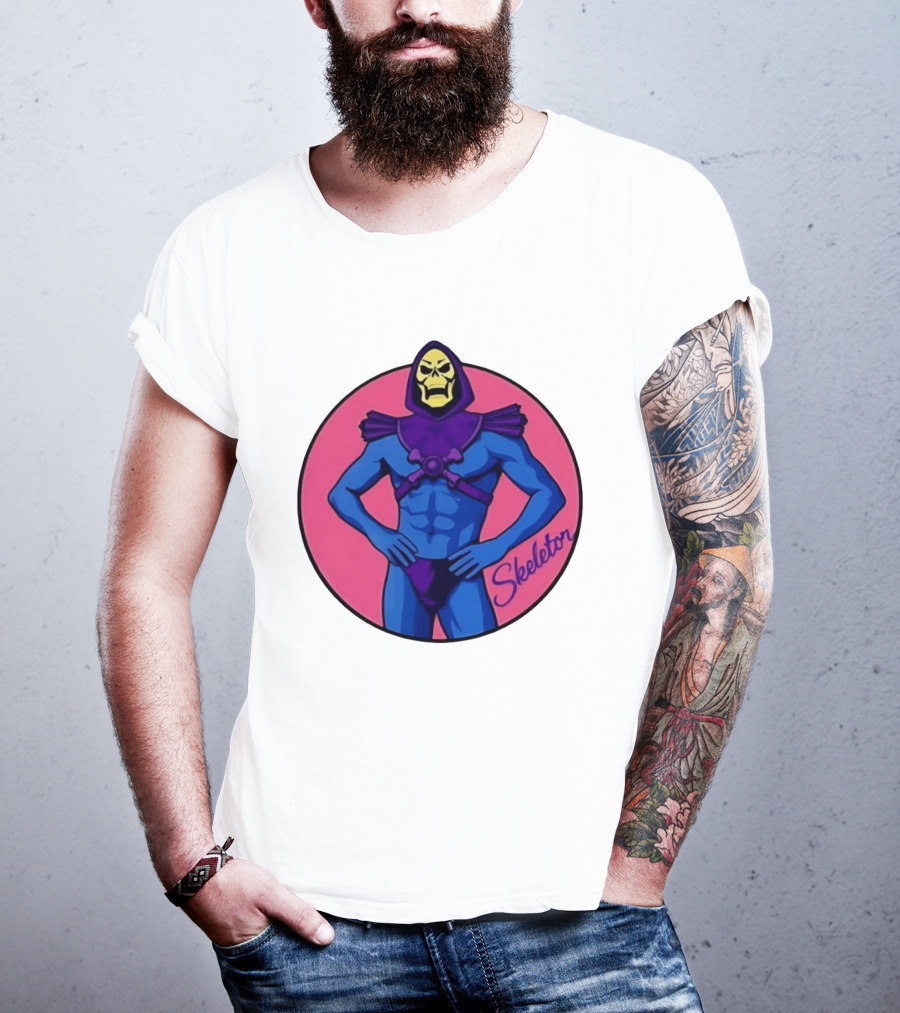 Skeletor Powerful Stance Pink T-Shirt