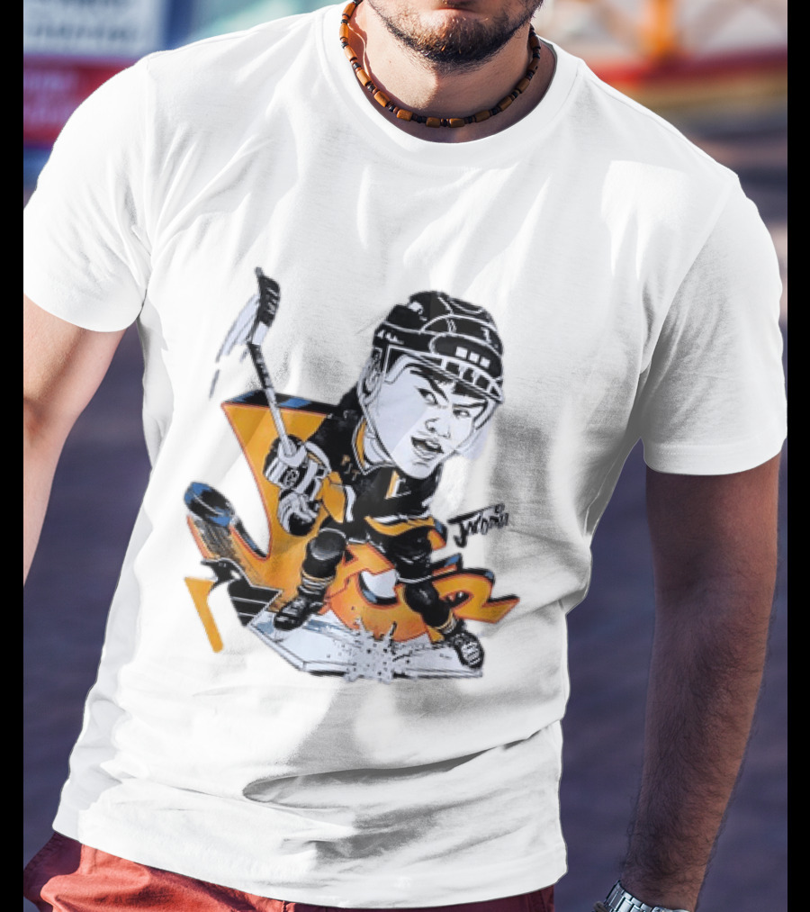 Jaromir Jagr Animated Pittsburgh Penguins Hockey Stick Action T-Shirt