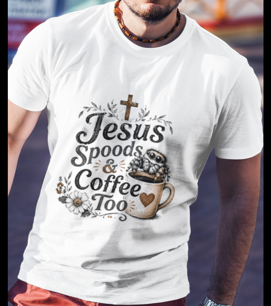 Jesus Spoods And Coffee Too Cross And Heart Christian T-Shirt