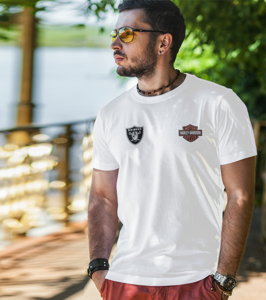 Las Vegas Raiders Harley Davidson Ride Loud Sundays Roll Built For Game Day T-Shirt