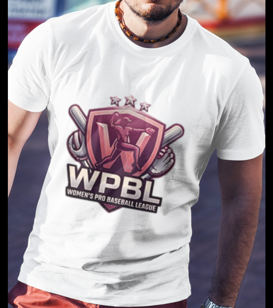 WPBL Women's Pro Baseball League Baseball Emblem With Stars And Bats T-Shirt