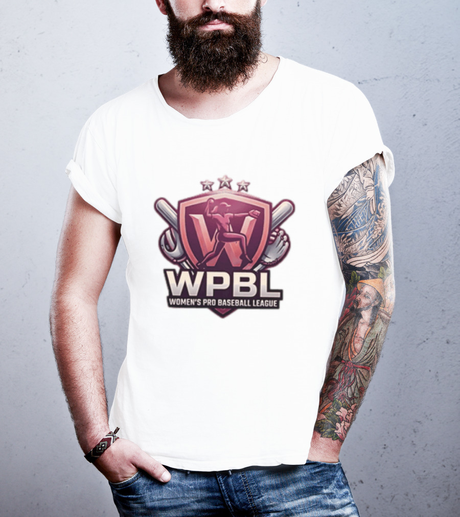 WPBL Women's Pro Baseball League Baseball Emblem With Stars And Bats T-Shirt