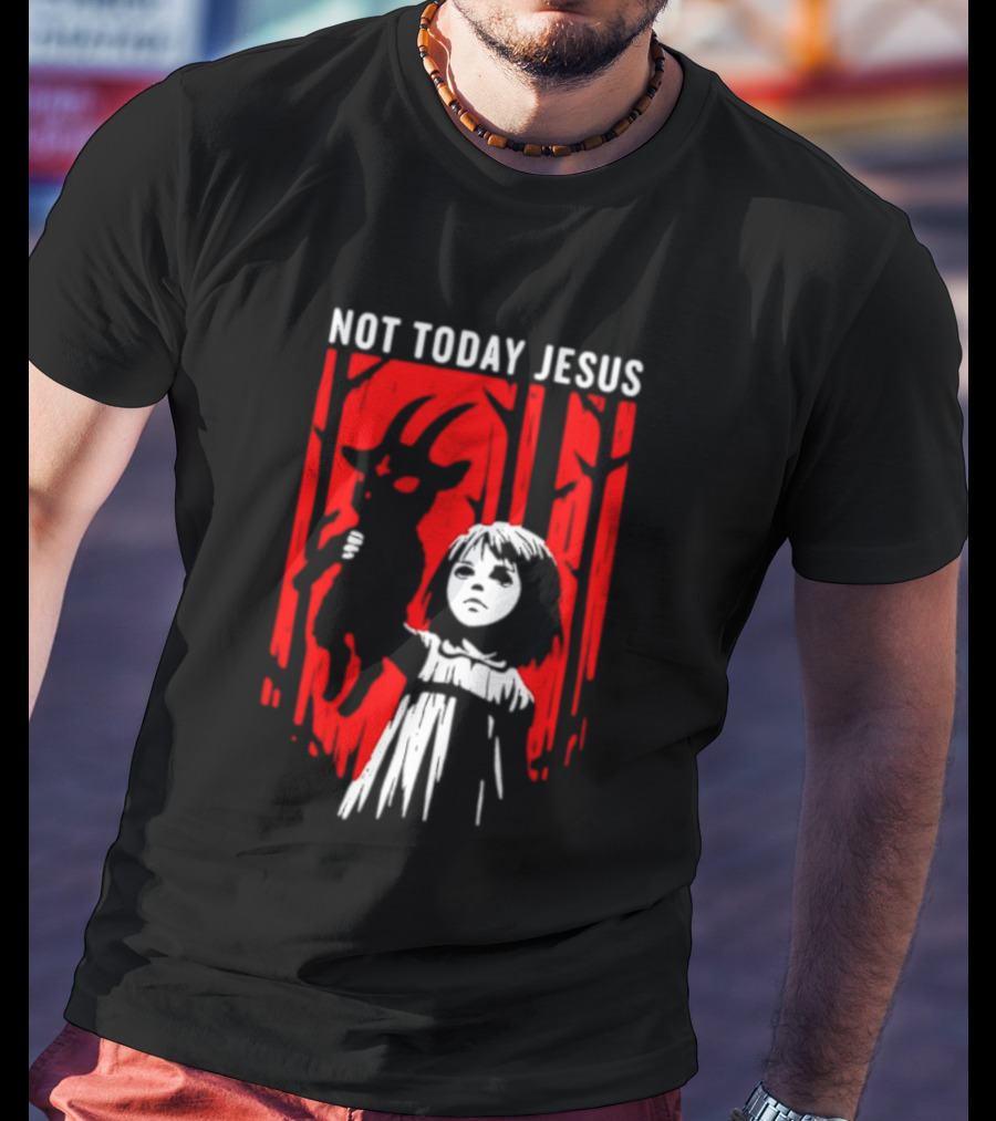 Not Today Jesus Baphomet Occult Girl Goth Dark Aesthetic Horror T-Shirt