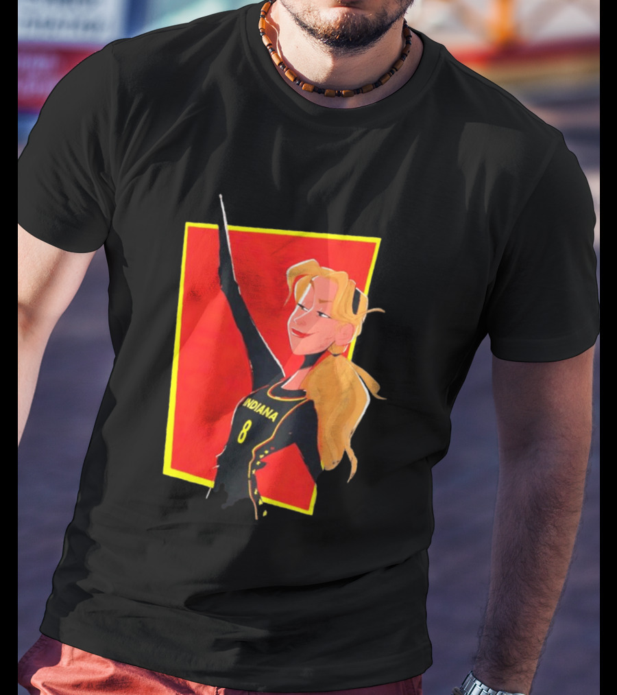 Indiana Blonde Number 8 Pointing In Black And Yellow Sports Uniform T-Shirt