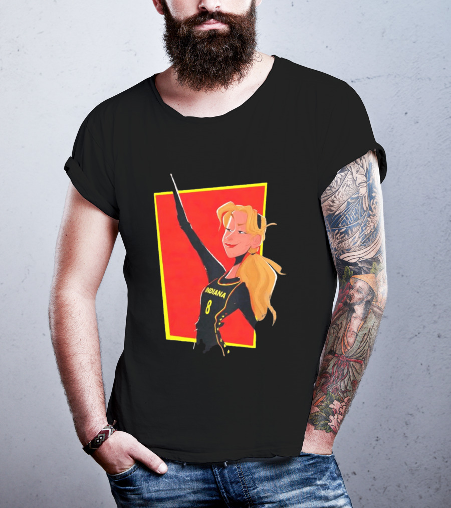Indiana Blonde Number 8 Pointing In Black And Yellow Sports Uniform T-Shirt