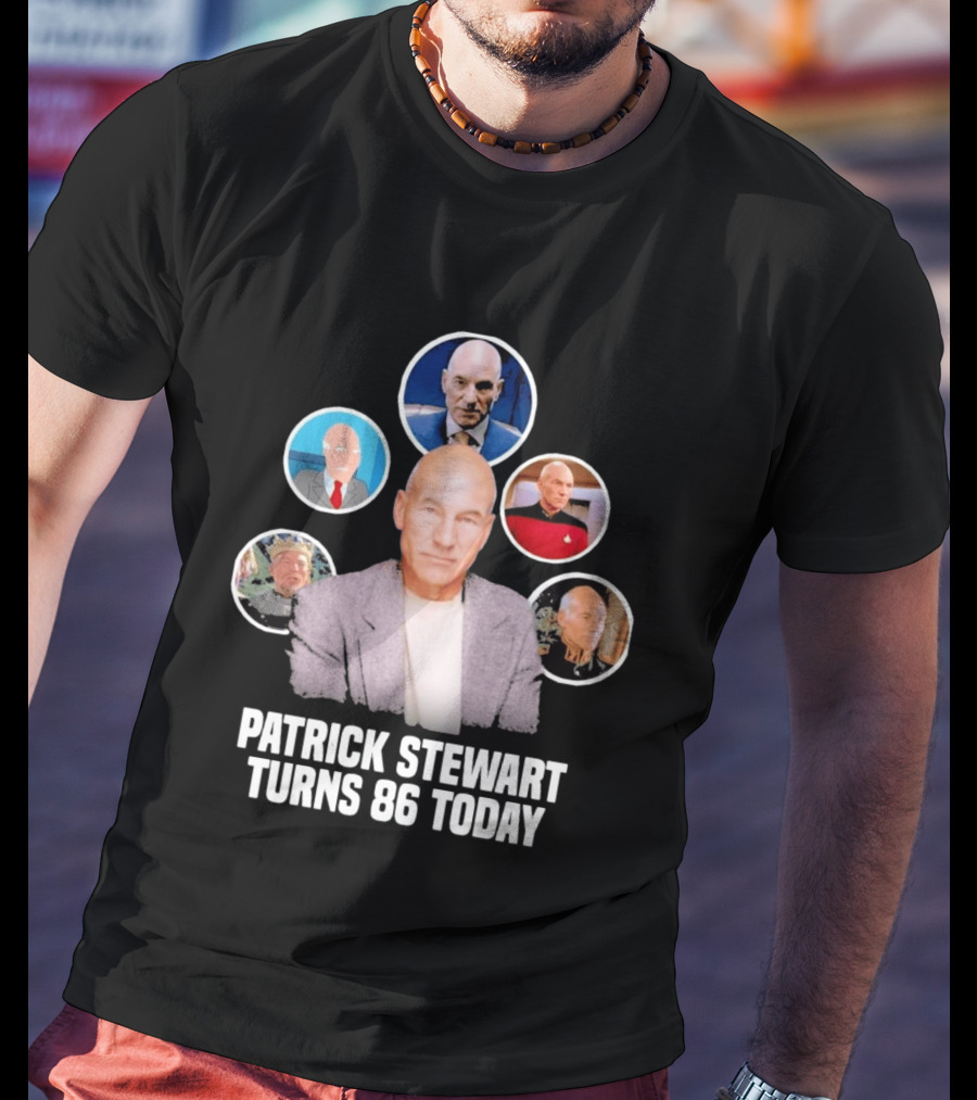 Patrick Stewart Turns 86 Today Iconic Roles Celebration Image T-Shirt