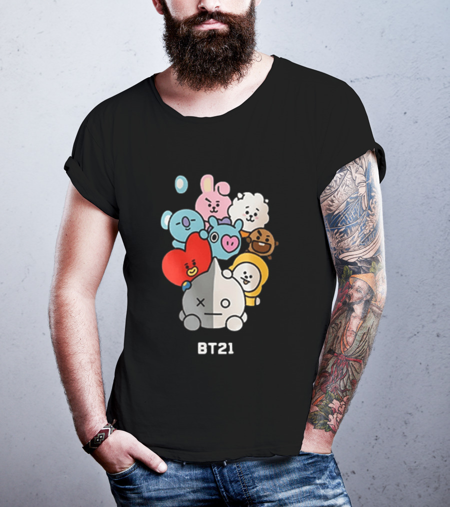 BT21 Characters Koya RJ Shooky Mang Chimmy Tata Cooky Van T-Shirt