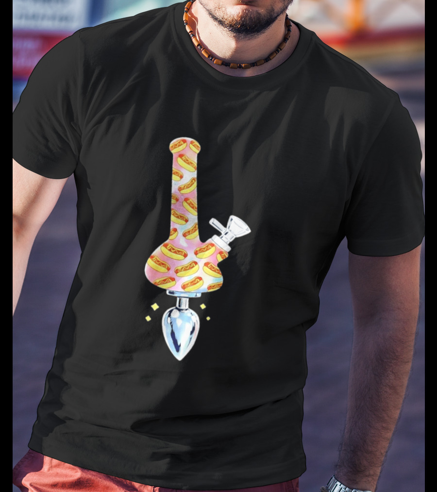 Hotdog Patterned Bong Buttplug T-Shirt