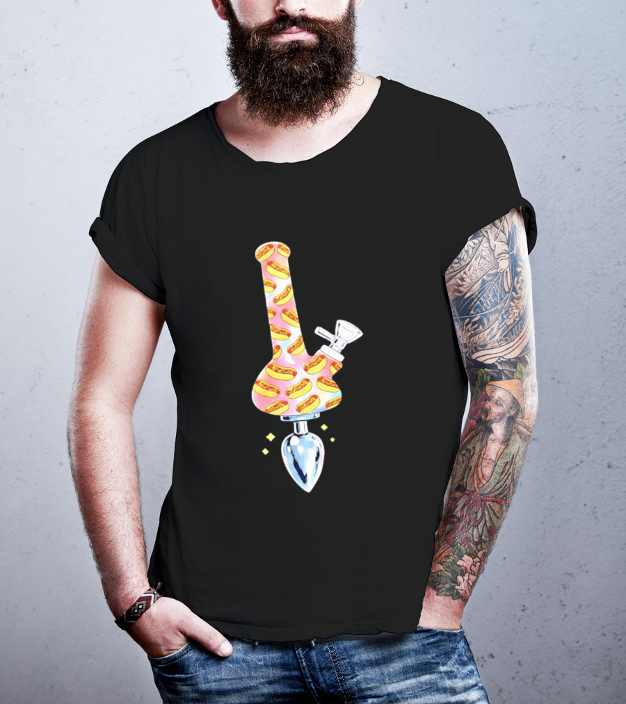 Hotdog Patterned Bong Buttplug T-Shirt