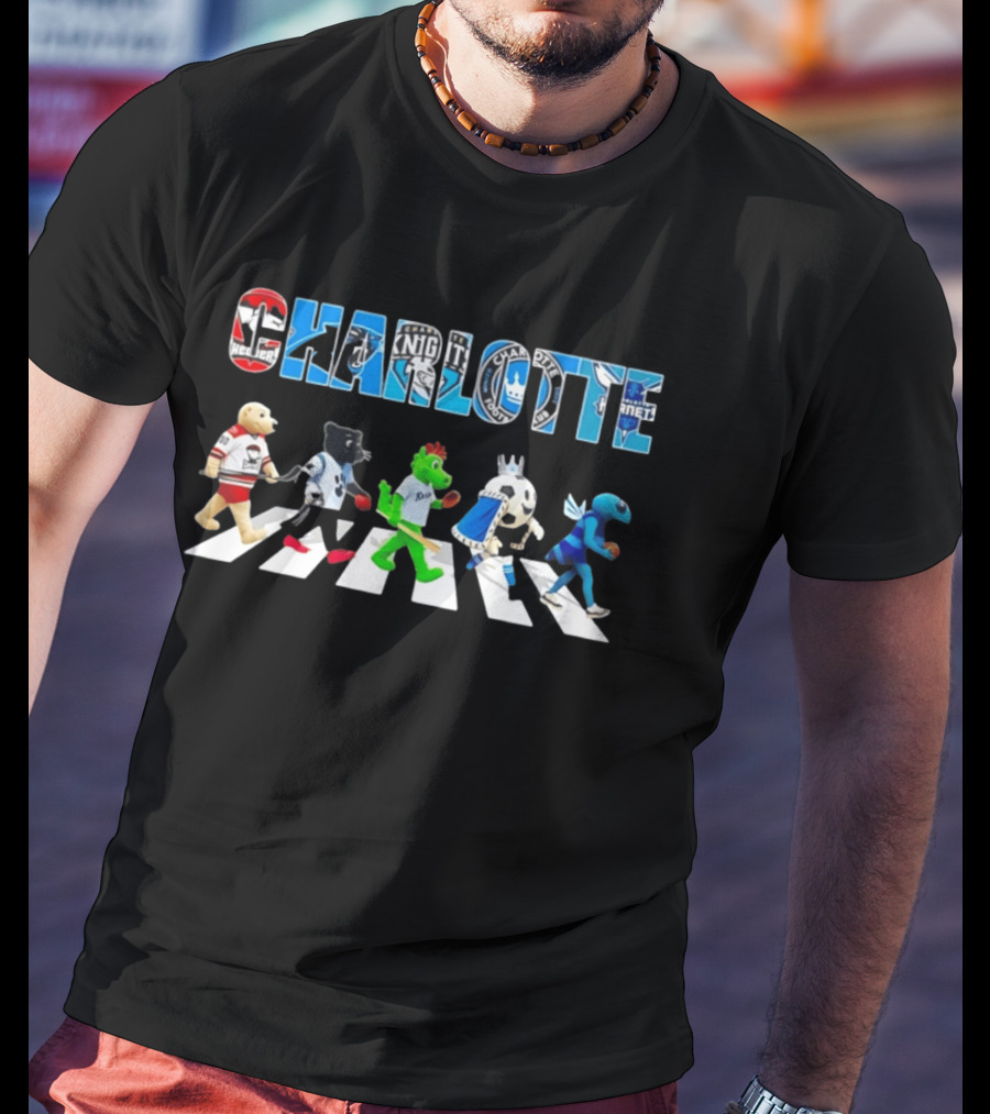 Charlotte Hockey Baseball Soccer Football Mascots Abbey Road T-Shirt