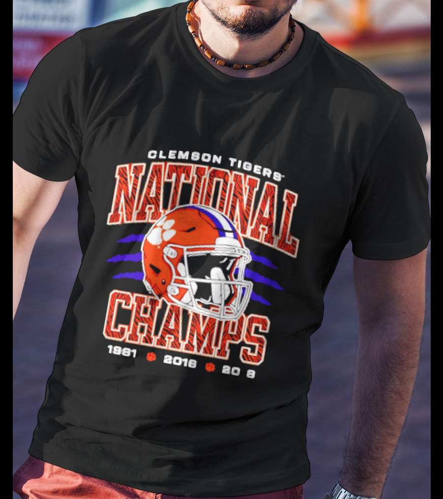 Clemson Tigers National Champs 1981 2016 2018 Football Helmet T-Shirt