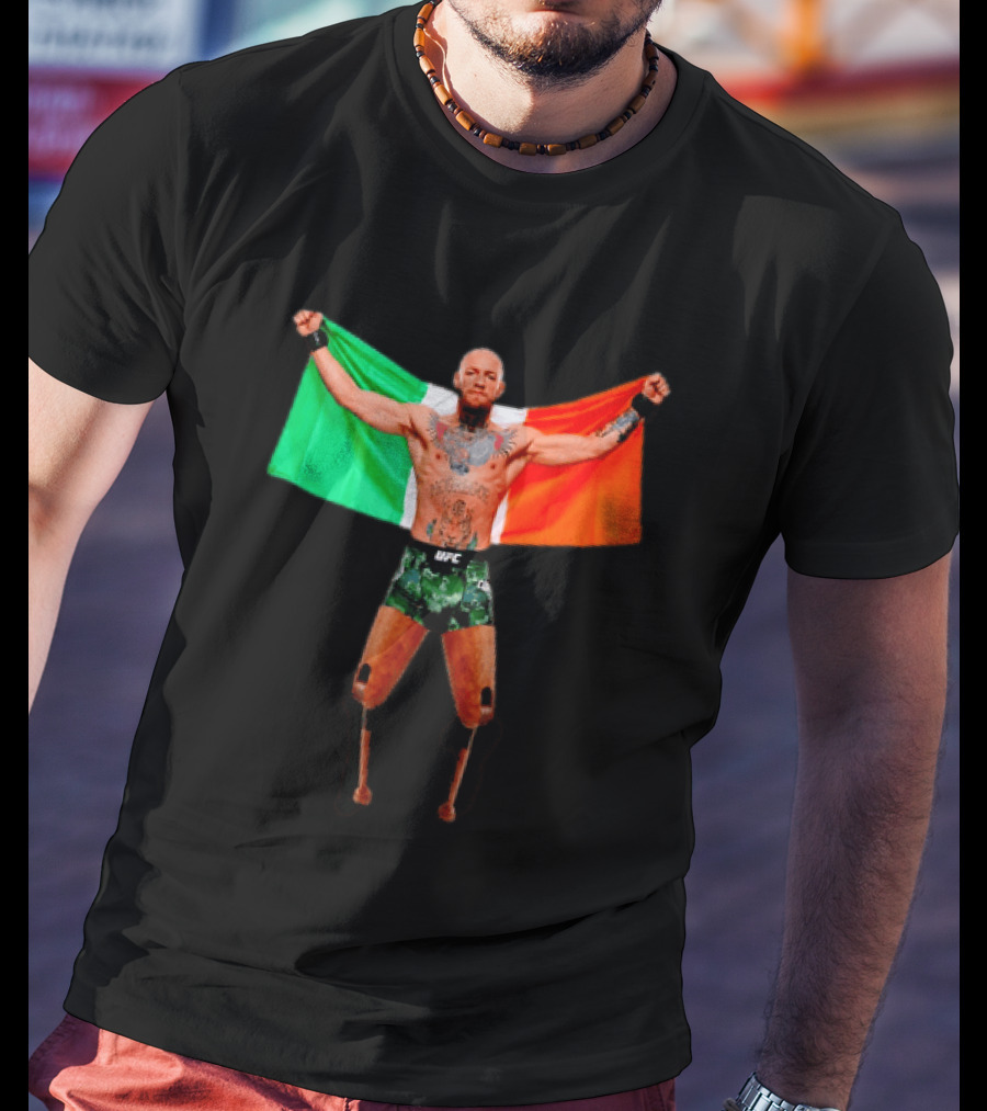 Conor McGregor UFC Prosthetic Leg Irish Flag Celebration T-Shirt