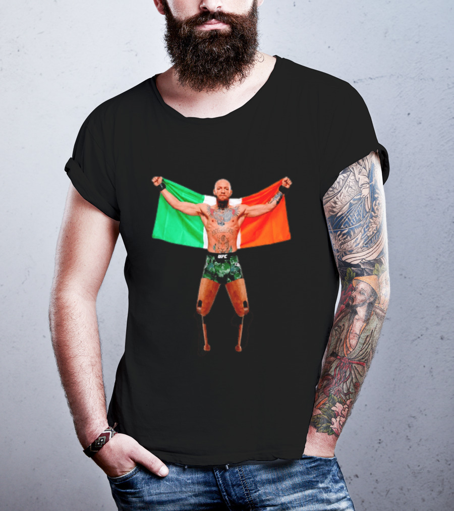 Conor McGregor UFC Prosthetic Leg Irish Flag Celebration T-Shirt