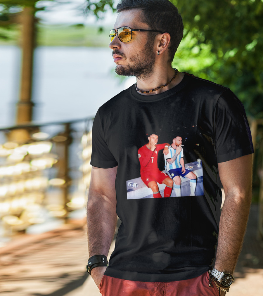 Cristiano Ronaldo Lionel Messi Smoking National Legends T-Shirt