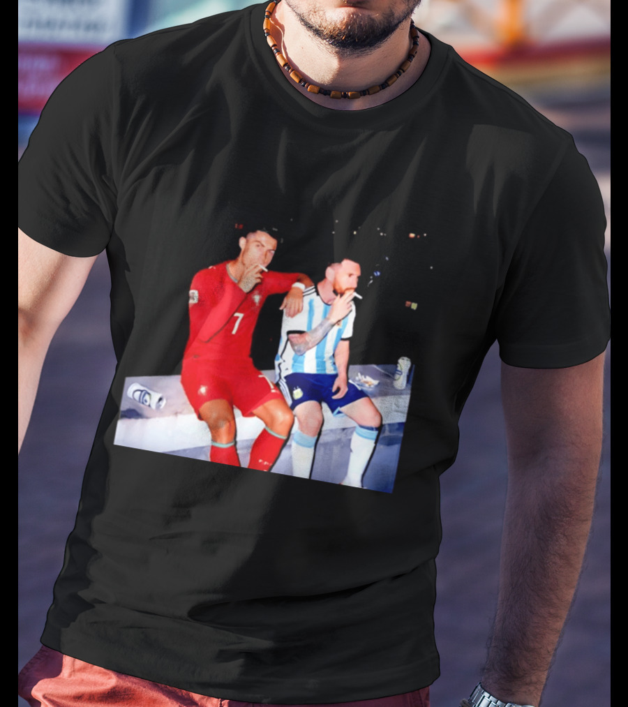 Cristiano Ronaldo Lionel Messi Smoking National Legends T-Shirt