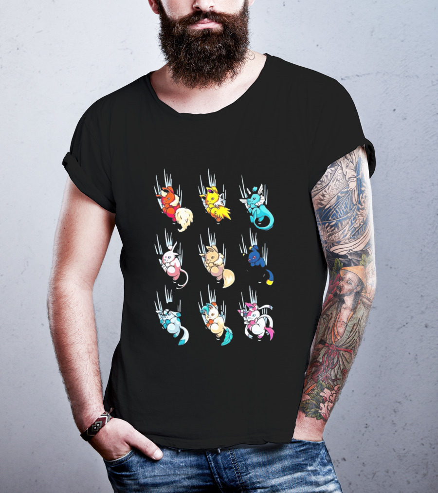 Eevee Eeveelution Team Falling Down Pikachu Evolution T-Shirt