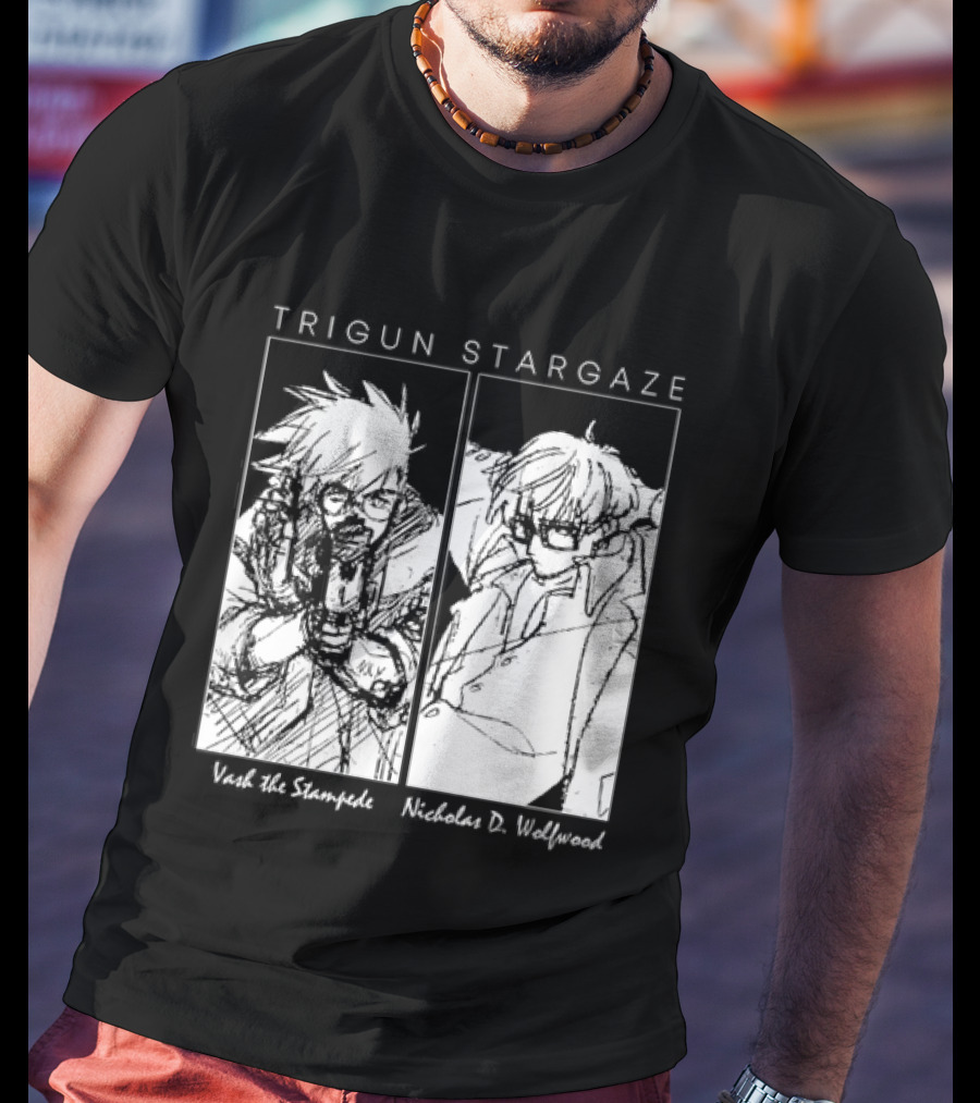 Trigun Stargaze Vash The Stampede Nicholas D. Wolfwood Manga T-Shirt