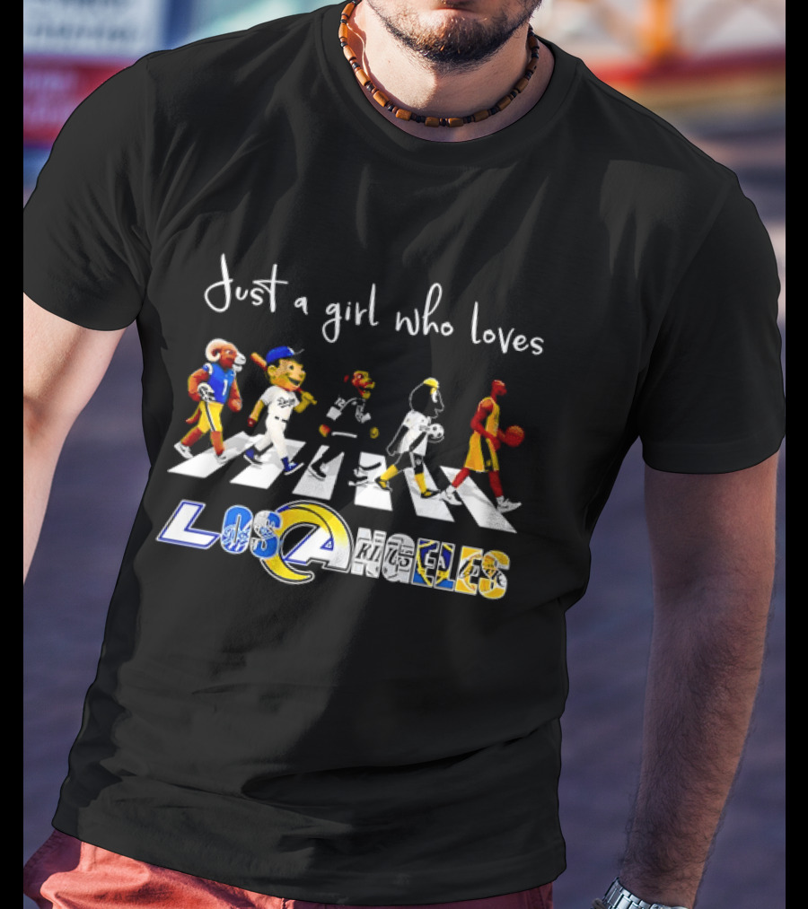 Just A Girl Who Loves Los Angeles Sports Teams Abbey Road Crosswalk T-Shirt