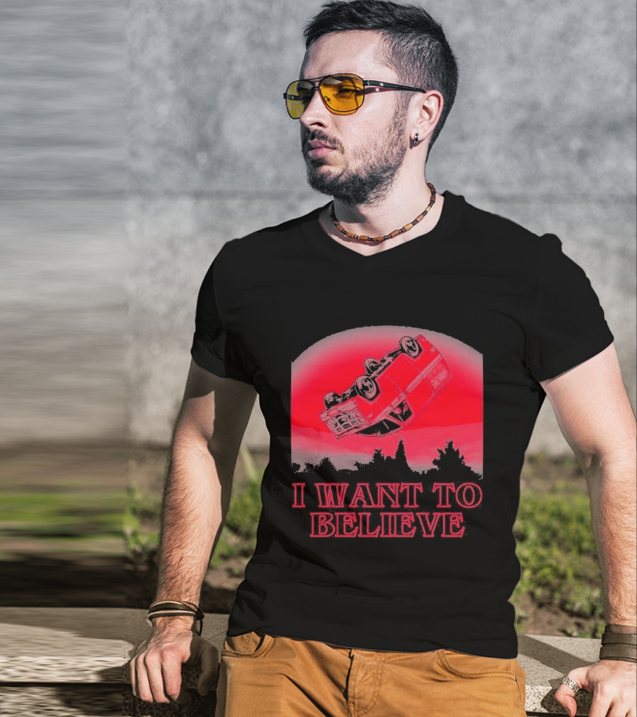 The X Files I Want To Believe Upside Down Car T-Shirt