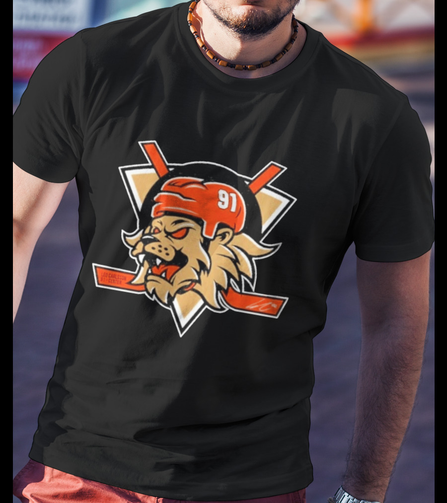 Leo Carlsson 97 Center Lion Hockey Helmet T-Shirt