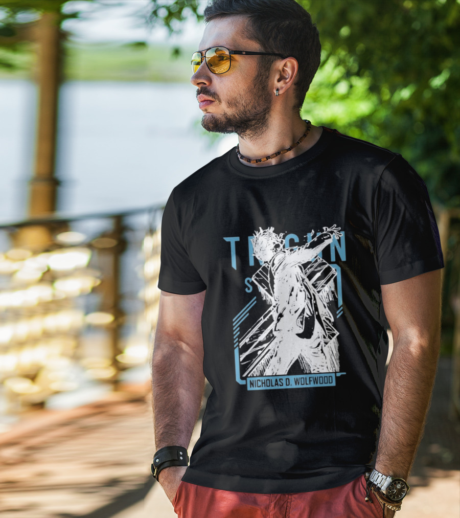 Trigun Stampede Nicholas D Wolfwood Cross Sketch T-Shirt