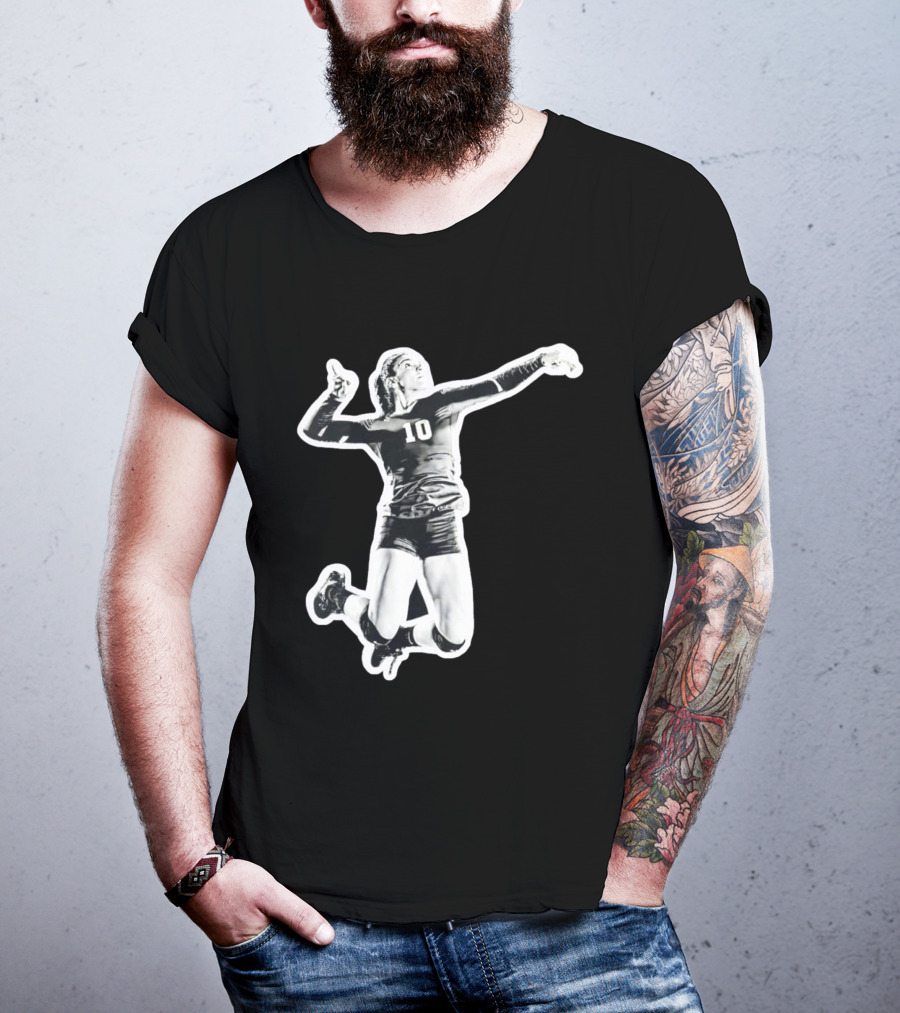 Volleyball Number 10 Athlete In Mid Air Motion T-Shirt