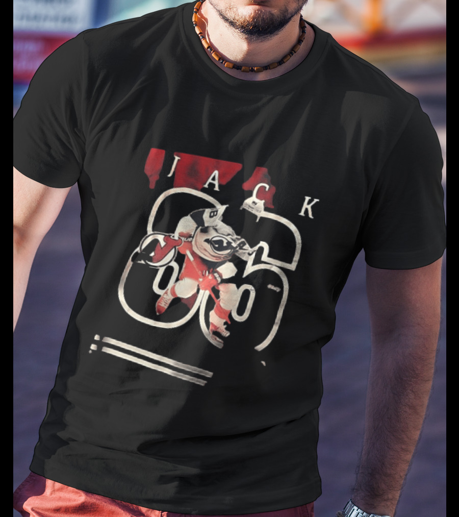 New Jersey Devils Jack Hughes 86 Hockey Player Action Pose T-Shirt