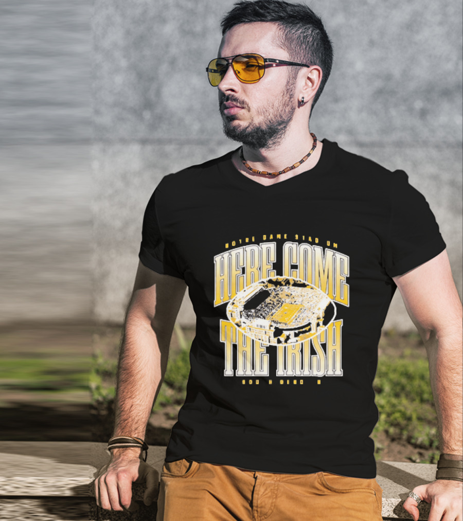 Notre Dame Stadium Here Come The Irish Football T-Shirt