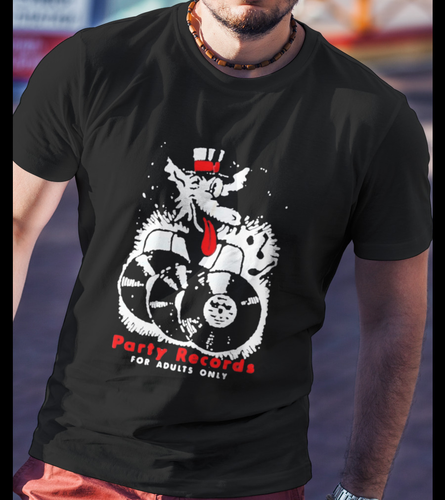 Party Records For Adults Only Wolf Vinyl Spinning T-Shirt