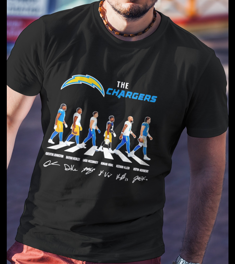 The Chargers Quentin Johnston Daiyan Henley Ladd McConkey Kimani Vidal Keenan Allen Justin Herbert Abbey Road T-Shirt