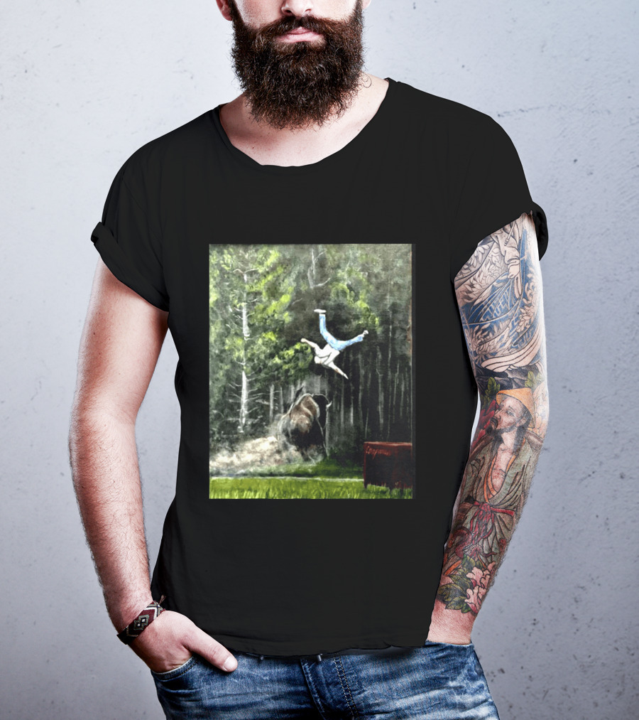 Raccoon Flaming Fart Chaos With Hippo And Unexpected Forest Flip T-Shirt