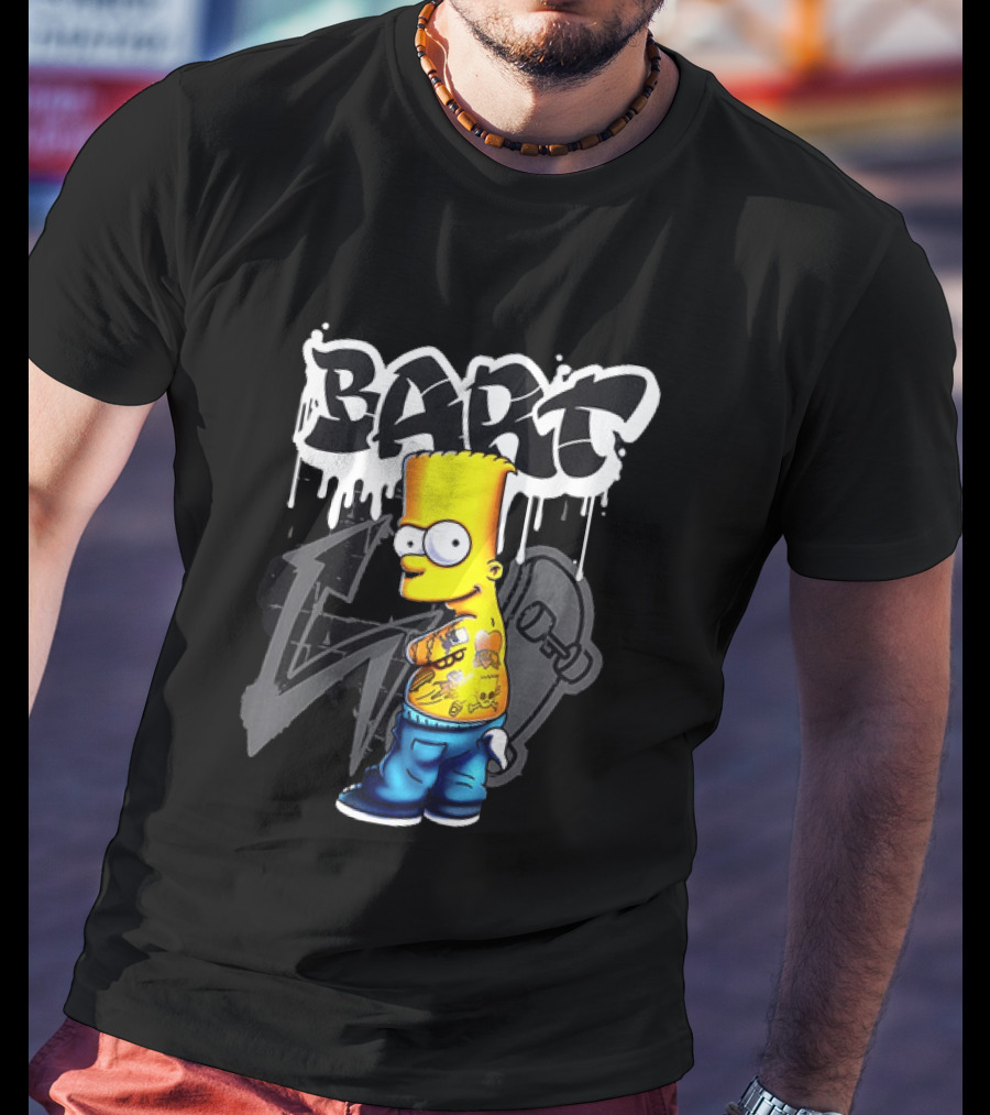 Bart Simpson Street Style Skateboard Graffiti Tattoos T-Shirt