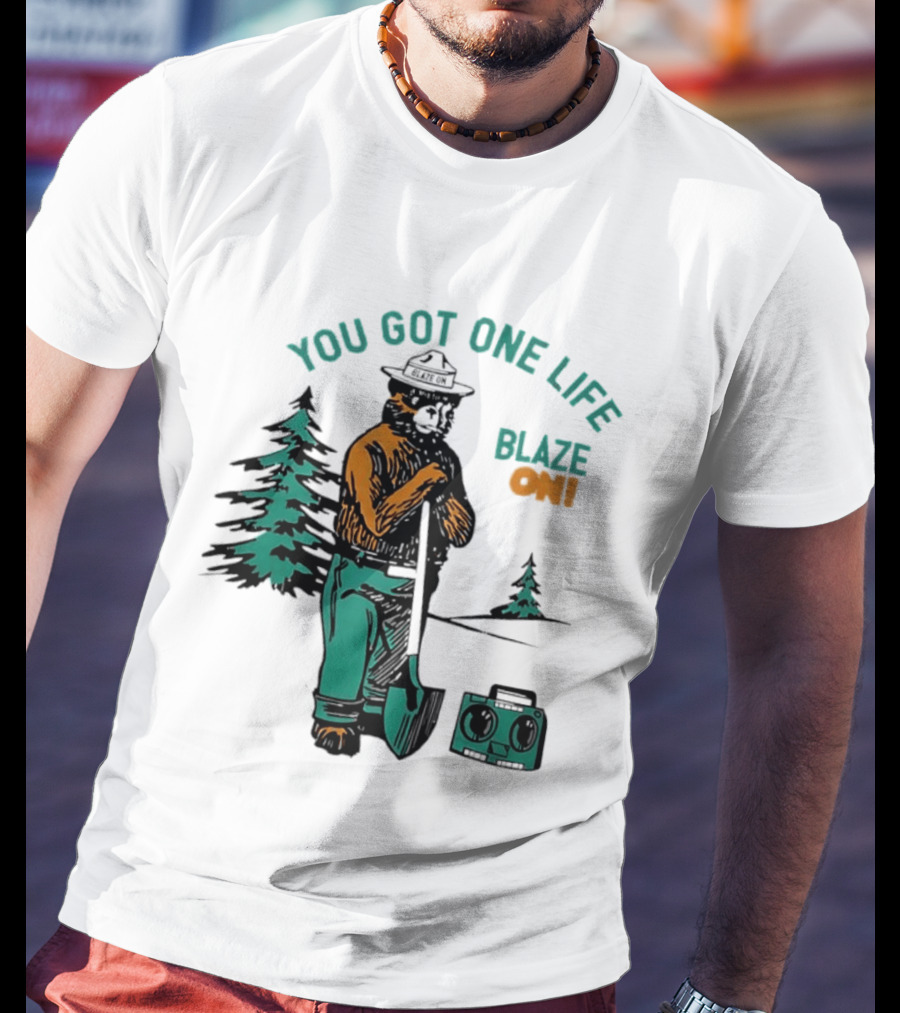 You Got One Life Blaze On Smokey Bear Retro Forest T-Shirt
