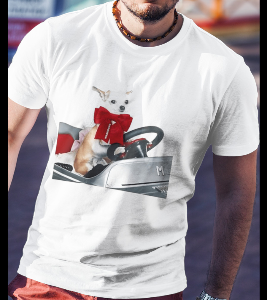 Chihuahua Puppy In Toy Car With Markgong Ribbon T-Shirt