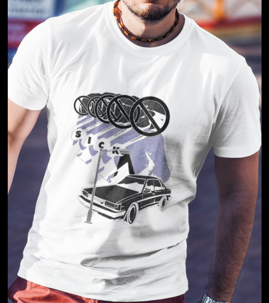 Sick Car Sedan Street Lamp Urban Environment Walking Man T-Shirt