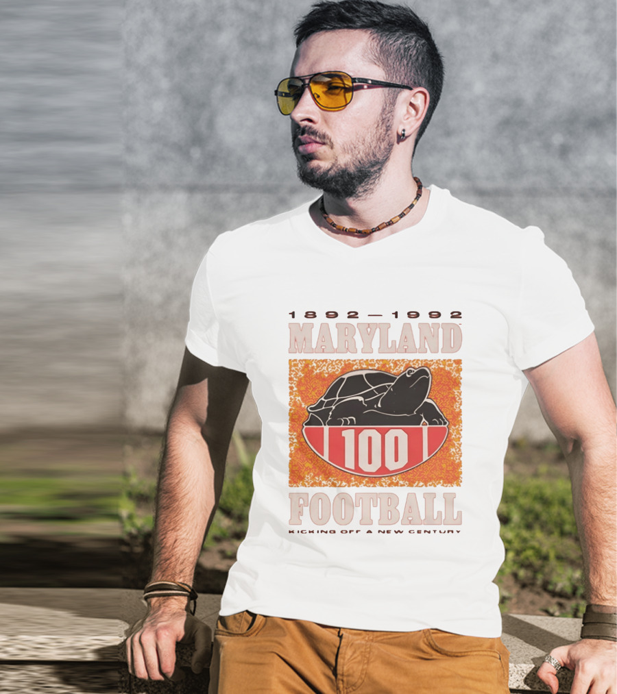 Maryland Football 1892 1992 Centennial Kicking Off A New Century Terps Turtle T-Shirt