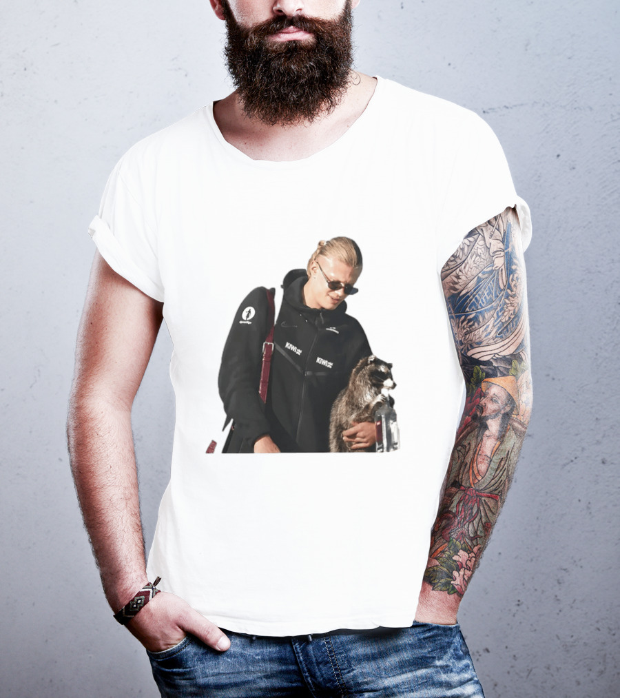Erling Haaland Raccoon Meme Football KIWI K SPACE Texas T-Shirt