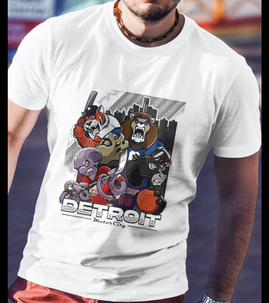 Motor City Detroit Tigers Lions Red Wings Pistons Athletic Sports Fan Gear T-Shirt