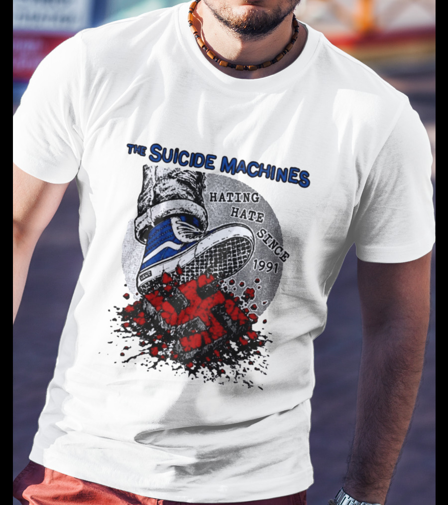 The Suicide Machines Hating Hate Since 1991 Vans Shoe Kicking Swastika T-Shirt