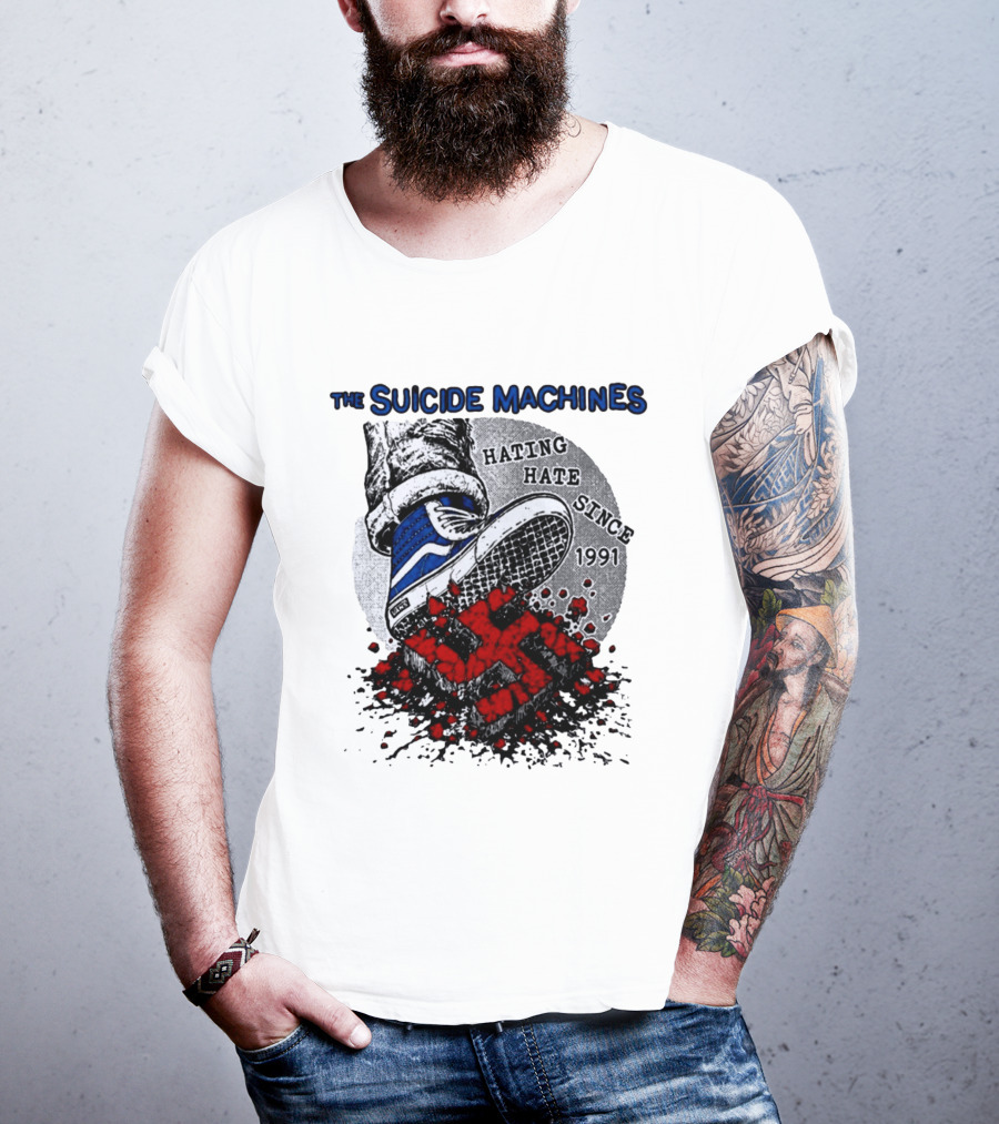 The Suicide Machines Hating Hate Since 1991 Vans Shoe Kicking Swastika T-Shirt