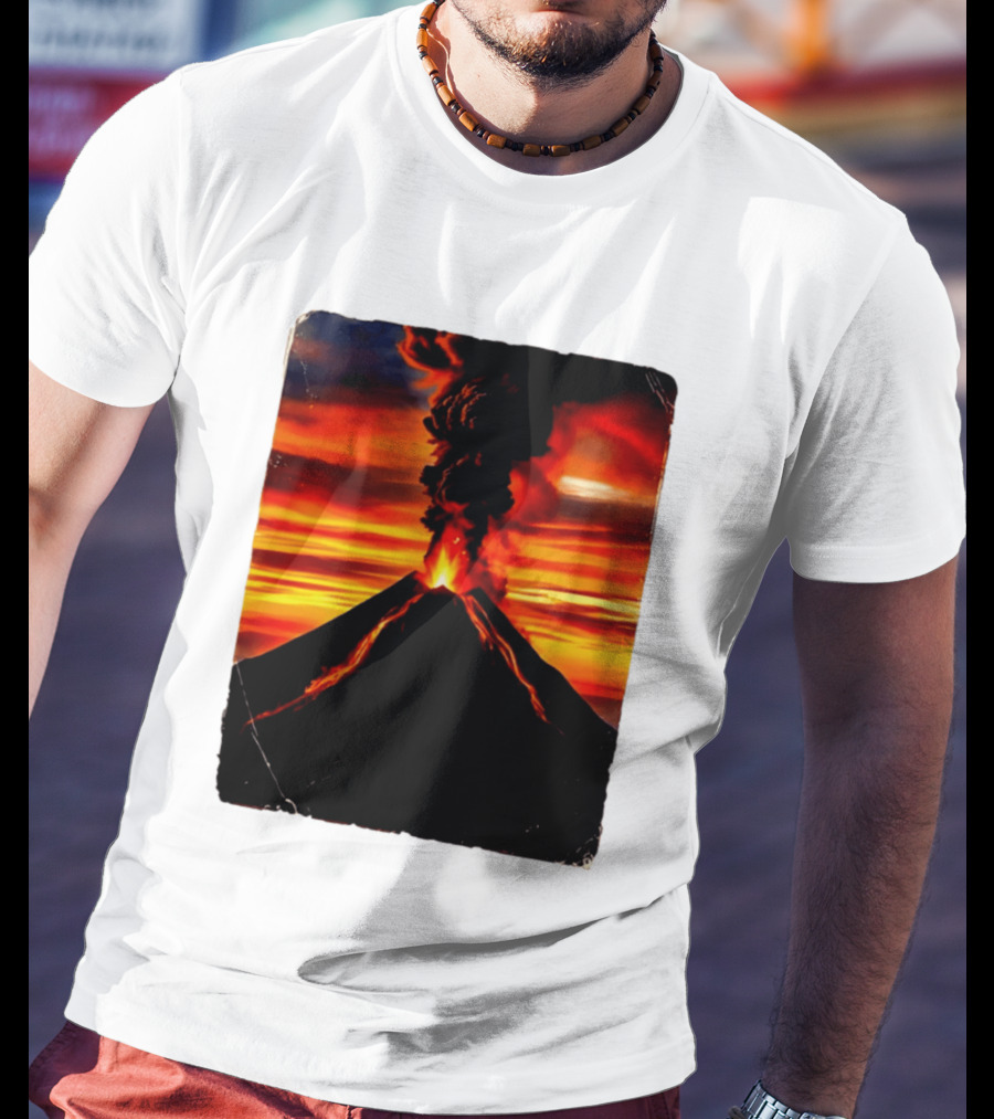 Volcanic Eruption Sunset Landscape Volcano Erupting At Dusk T-Shirt