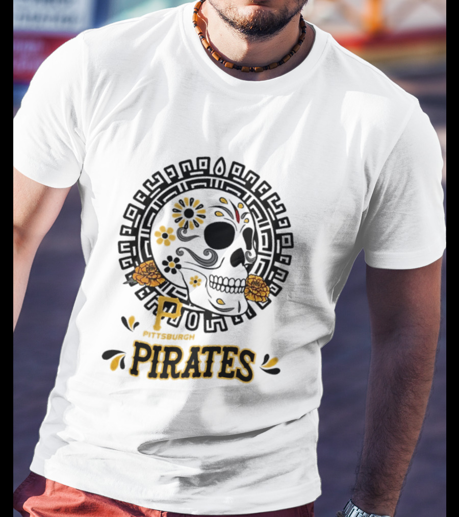 Pittsburgh Pirates Dia De Los Muertos Sugar Skull Art MLB Fan T-Shirt