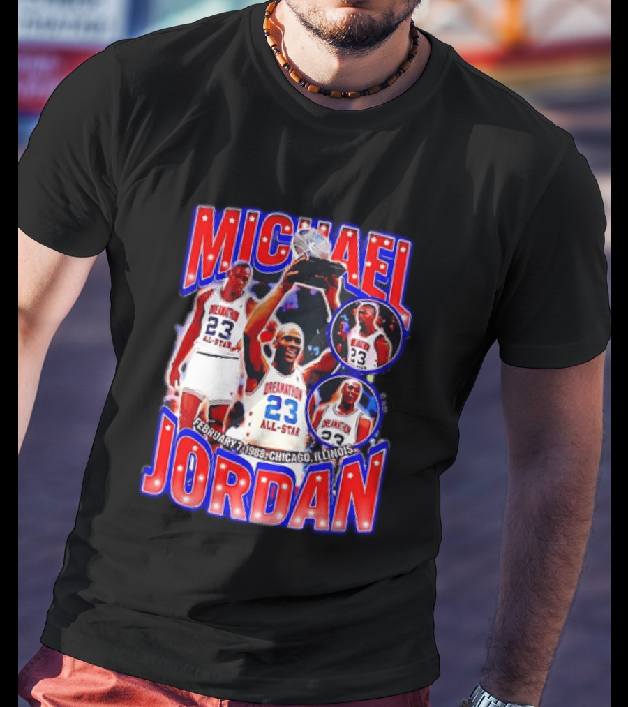 Michael Jordan February 7 1988 Chicago Illinois All Star Trophy Dream Team 23 T-Shirt