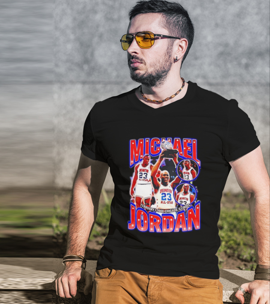 Michael Jordan February 7 1988 Chicago Illinois All Star Trophy Dream Team 23 T-Shirt