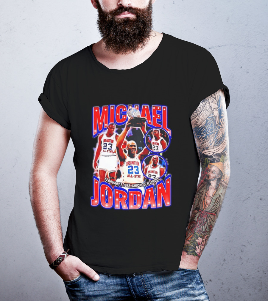 Michael Jordan February 7 1988 Chicago Illinois All Star Trophy Dream Team 23 T-Shirt