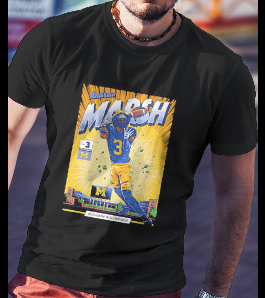 Andrew Marsh Michigan Wolverines Football Player Number 3 Comic T-Shirt