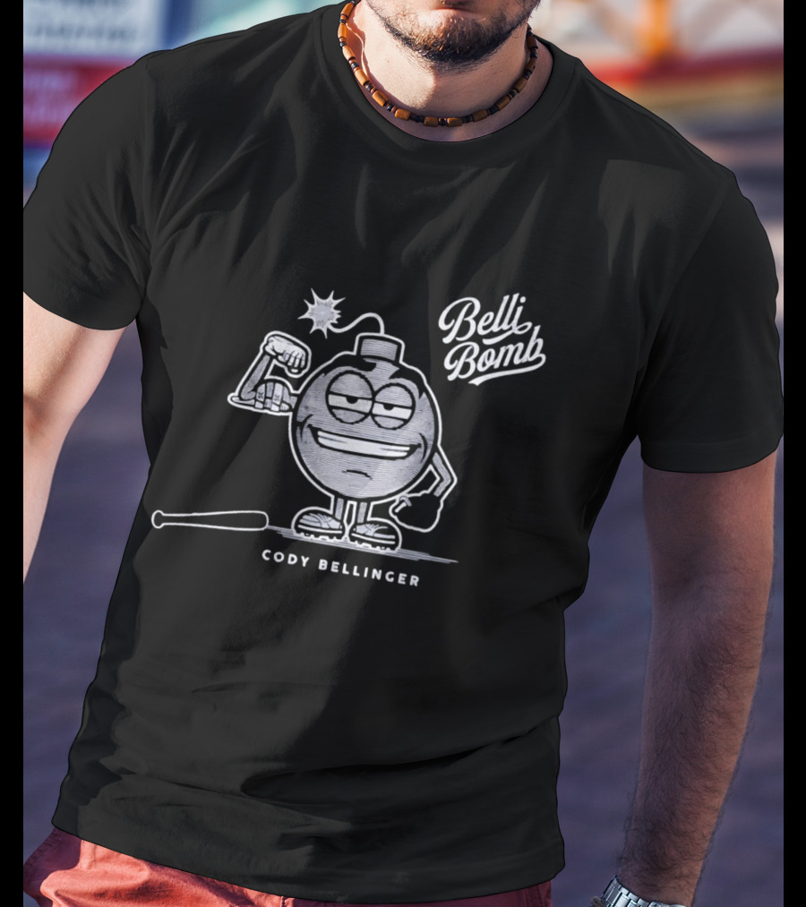 Belli Bomb Cody Bellinger Cartoon Character With Bat And Bomb T-Shirt